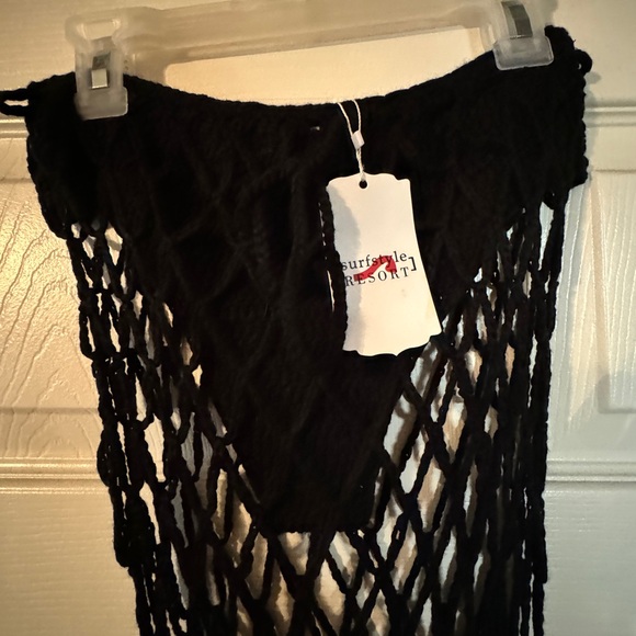 Party/Festival Black Crochet Skirt Size Large Fits Like Small - Picture 3 of 5
